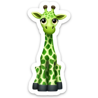 A green giraffe wearing wellies sticker