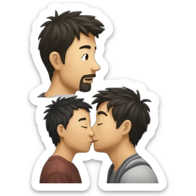 scruffy-boy-and-asian-gilr-kissing sticker