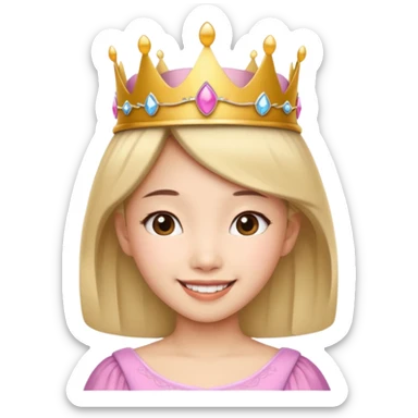 Asian girl wearing a princess crown on her head  sticker