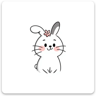 kawaii bunny with sparkly eyes and a huge smile, soft pastel colors, dreamy hand-drawn style sticker