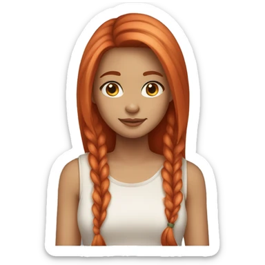 YOUNG LADY, LIGHT SKIN TONE,LARGE RED HAIR, STRAIGHT HAIR sticker