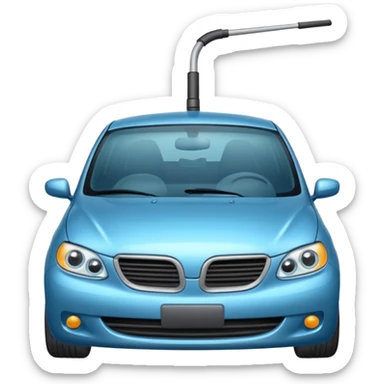 front of a car with a windshield wiper sticker