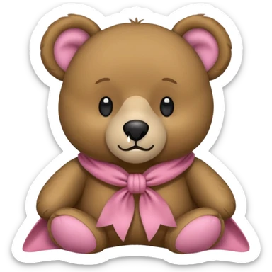 Ein süßer teddybär der mit einer hellrosanen decke zugedeckt ist und eine Schleife am Ohr hat sticker