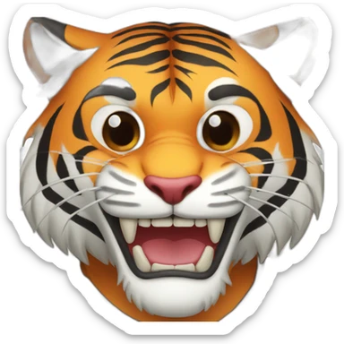 a tiger with oni teeth sticker