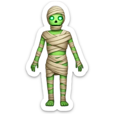 Full body Mummy with luminous green and purple-striped bandages sticker