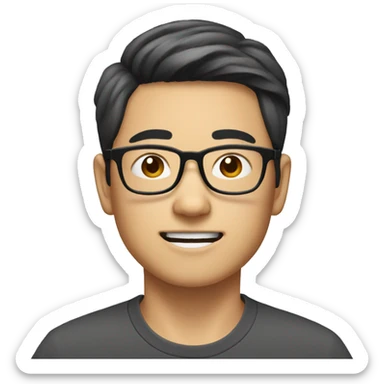 East Asian young man with glasses and small beard at the chin who looks intelligent. sticker