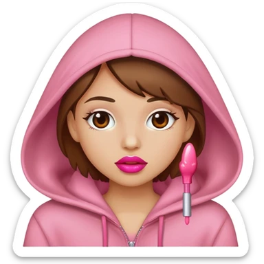 Brown hoodie with pink lip gloss stain sticker