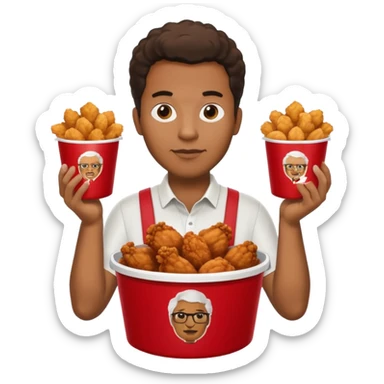 Black man holding a kfc bucket filled with fried chicken sticker