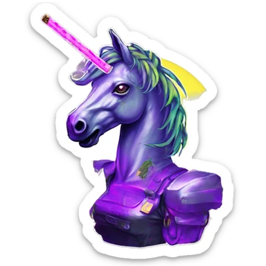 420 .Zombie_ Vaporwave black holographic oilslick zombie unicorn smoking yellow caution tape hemp leaves Pegasus hemp plants sticker