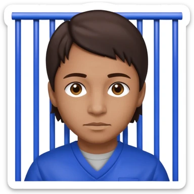 Dre from Lockdown with dre skin, brown eyes, dark brown hair , cobalt blue inmate outfit  sticker
