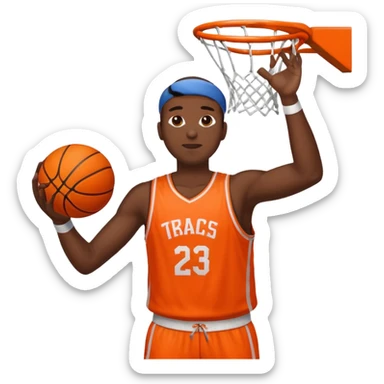 basket ball man making a ball into a hoop sticker