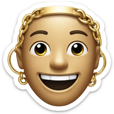 laughing cover face wear a gold bracelet sticker