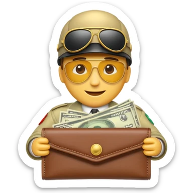 Aviator money emoji, wallet full of cash, casino vibe, premium 3D emoji style, clean, no background
 sticker