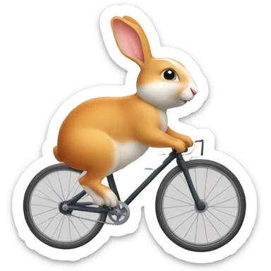 petit lapin mange une carotte sur un velo sticker