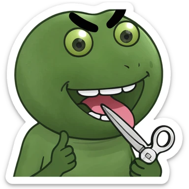 Emoji with scissor hands in front of their mouth with their tongue out sticker