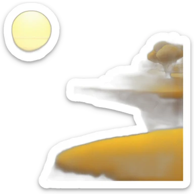 Landscape with high rised sun and yellow lands and few trees sticker