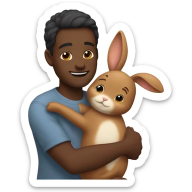 me hug with brown bunny sticker