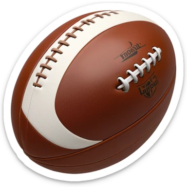 Cinematic Realistic image of a rugby ball in mid-action, with dynamic motion blur and finely rendered leather textures, set against a sunlit, energetic field that underscores its robust athleticism sticker