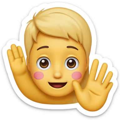 Shy face emoji with a hand waving  sticker