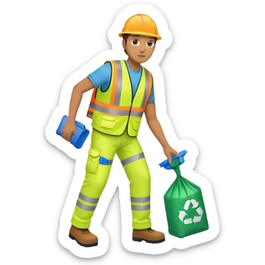 waste-management, neon safety vest, trash picker, cleaning up trash, full body sticker