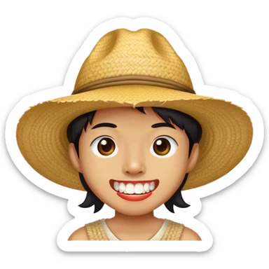 chinese with straw hat and buck teeth sticker