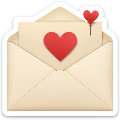 open envelope with a decorative invitation card slightly popping out, showing a heart or star icon sticker