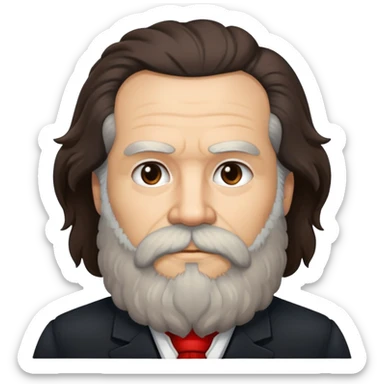 portrait of Karl Marx with iconic bushy beard and thick hair, no glasses sticker