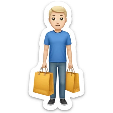 a white man with clothing shopping bag sticker