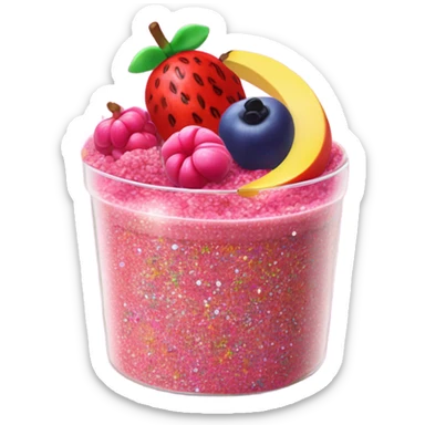 Hot pink oatmeal with fruit and glitter sticker