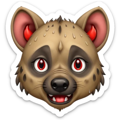 Crying hyena with red eyes on on eyeball MKAE IT CRY SUPER HARD make it cry tears sticker