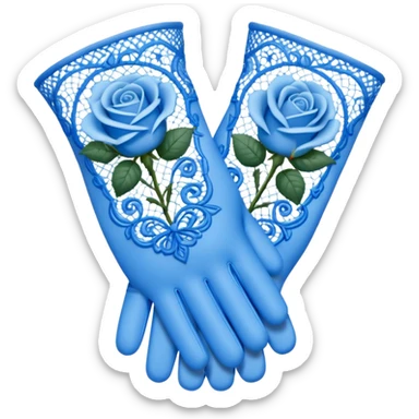 pastel blue lace and blue roses design glove sticker
