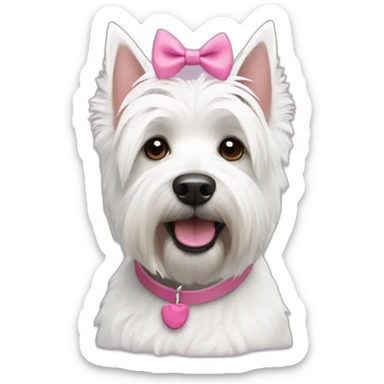 A female west highland white terrier with pink knots on ears sticker