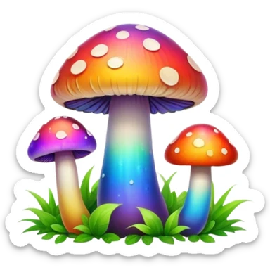 rainbow colored mushrooms sticker