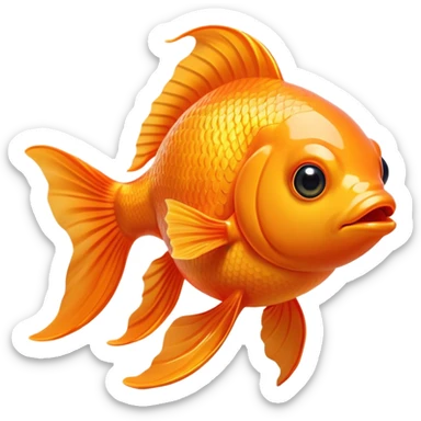 Cinematic Noble Orange Goldfish Portrait Emoji, Poised and regal, with a sleek, streamlined build and a lustrous, vibrant orange body, deep-set soulful golden eyes, Simplified yet sharp and sophisticated features, highly detailed, glowing with a soft, dignified glow, high shine, intelligent and graceful, stylized with an air of aquatic elegance, focused and attentive, soft glowing outline, capturing the essence of a watchful and confident aquatic companion, so majestic it feels as though it could glide out of the screen with effortless authority! sticker