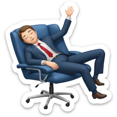 Boss sleeping in a chair with her legs up on the desk sticker