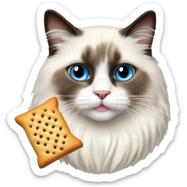 Ragdoll cat with snack sticker