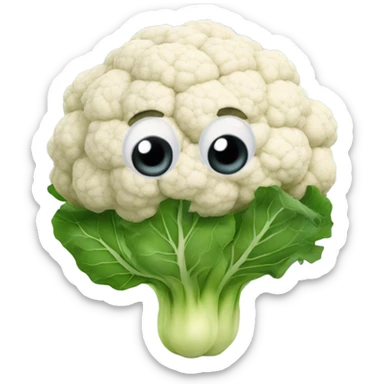 cauliflower looks into the mirror with big eyes sticker