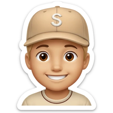 kid with a sideways baseball cap, smiling sticker