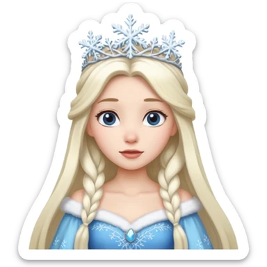 snow princess with long hair wearing snow chirsmas clothes looking at the front sticker