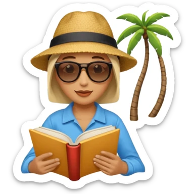Reading a book at the beach. sticker