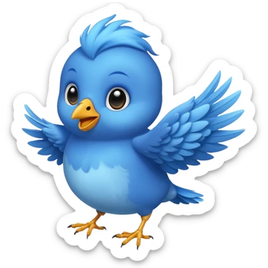 Small babyblue bird flying sticker
