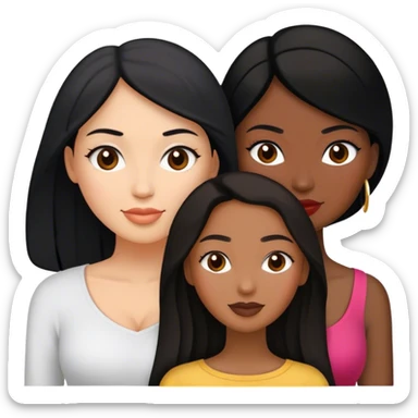 Three female friends, two are Latin one is black with black hair and one is white  sticker