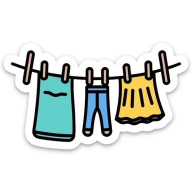 clothes hanging on laundry line sticker