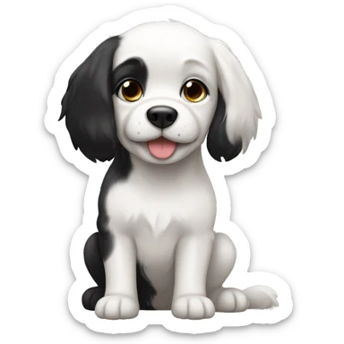Black hair and white puppy sticker