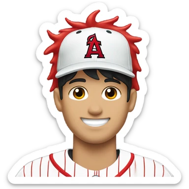 Shohei Ohtani with devil horns sticker