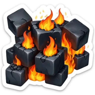 cubes of burning coal sticker