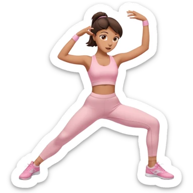 brunette girl in light pink workout clothes dance stretching sticker
