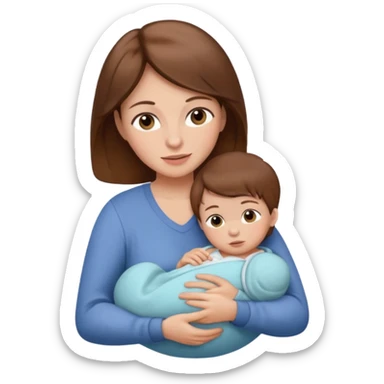 Brown hair Mother with newborn  sticker