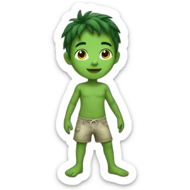 green skin boy standing barefoot sticker