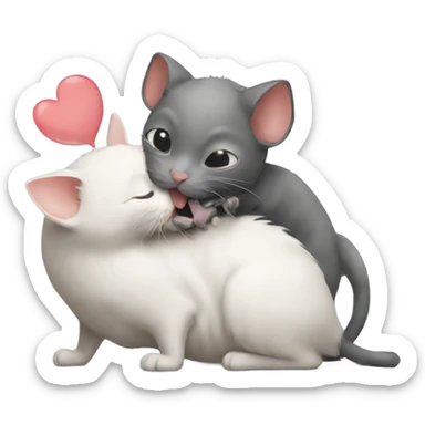 Cat kissing a rat sticker
